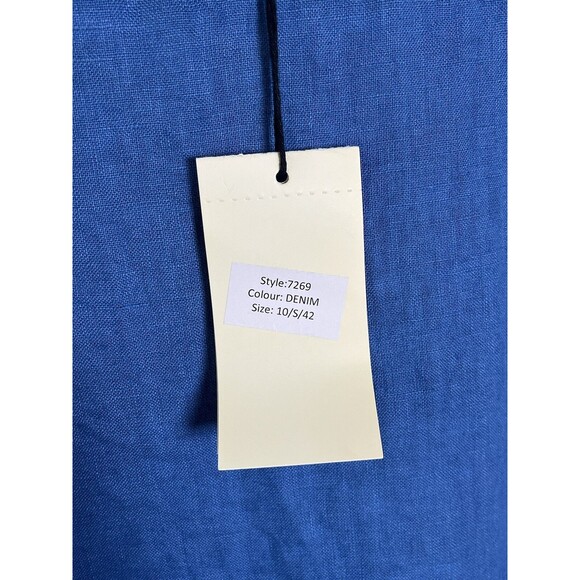 Terzo Millennio Blouse Women’s Small Blue LINEN ITALY Floral Embroidery Shirt - Picture 5 of 8